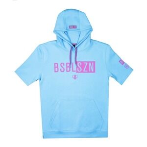 Baseball Lifestyle 101 BSBL SZN Short Sleeve Hoodie Mens XL Blue NEW